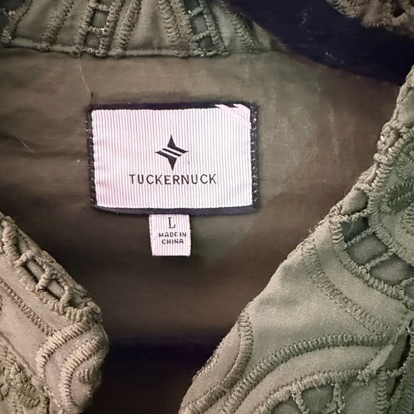 Tuckernuck Army Green Maryse Eyelet Lace Midi Dress medium - Picture 10 of 10